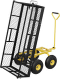 GarveeLife 900 LBS Garden Dump Cart with Removable Sidewalls, Heavy Duty Steel Dump Wagon with 180° Swivel Handle & 10 in Tires, Yard Cart Utility Wheelbarrow for Backyard Farm