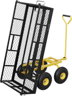 GarveeLife 900 LBS Garden Dump Cart with Removable Sidewalls, Heavy Duty Steel Dump Wagon with 180° Swivel Handle & 10 in Tires, Yard Cart Utility Wheelbarrow for Backyard Farm