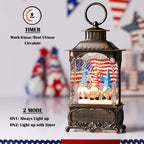Priddop Gnome Snow Globe Lantern 4th of July Decorations with Timer, USB and Battery Powered 4th of July Shirts Patriotic Gnomes and American Flag Independence Day 10.2 inch