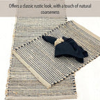 Chardin home Natural Jute Table Runner 13x48 Inch – Vintage Boho Rustic Table Decor – Handwoven Table Runner in Natural Jute and Black – Farmhouse Dining or Console Table Accent