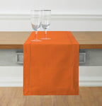 Solino Home Cotton Linen Pumpkin Table Runner 120 Inches Long - Hemstitch 14 x 120 Inch Table Runner - Handcrafted and Machine Washable - Fall, Autumn, Halloween, Thanksgiving