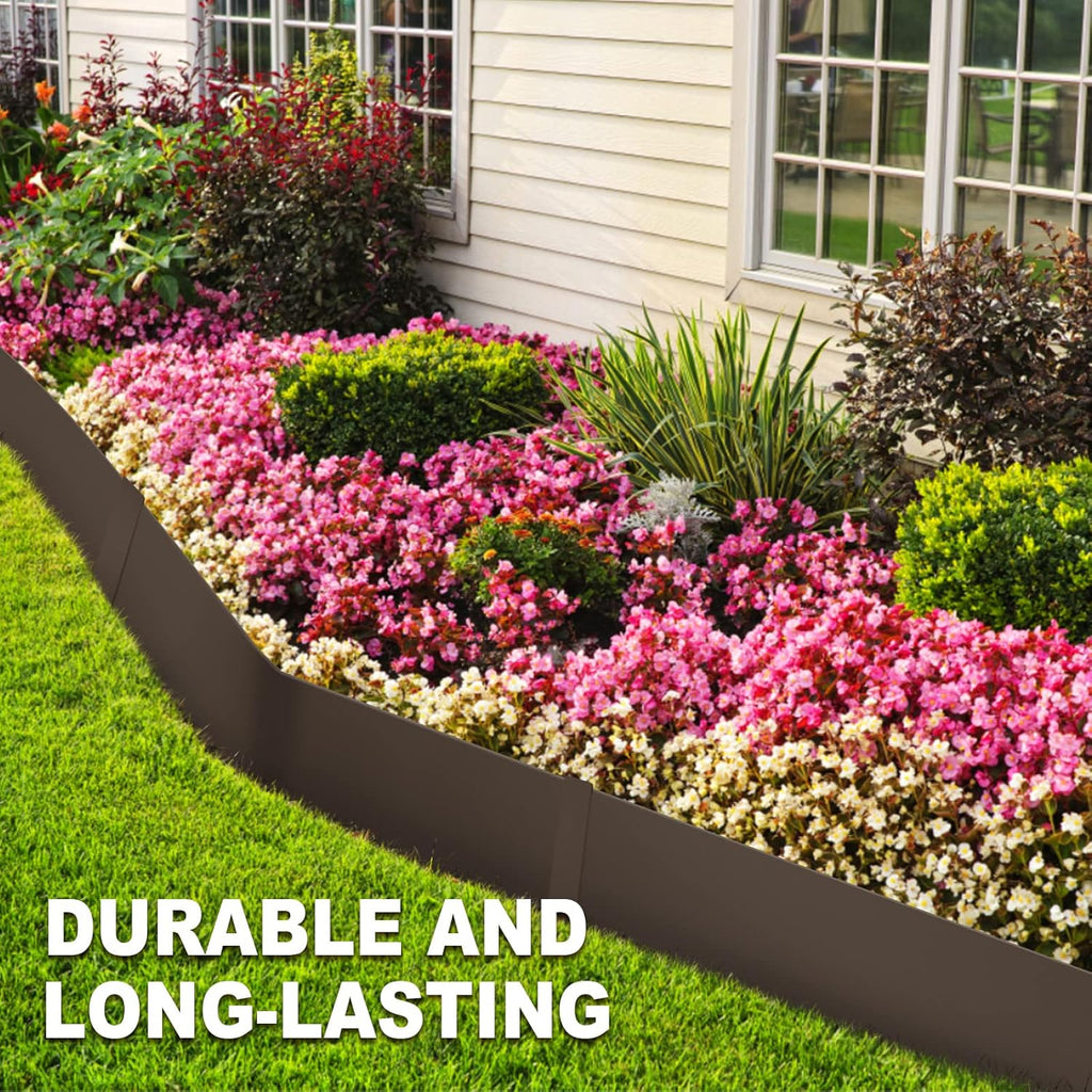 40" L x 6" H Metal Landscape Edging, Heavy Duty Galvanized Steel Garden Edging,6 Pack Steel Landscape Edging with Clips for Lawn, Flower Bed, Yard (Brown)