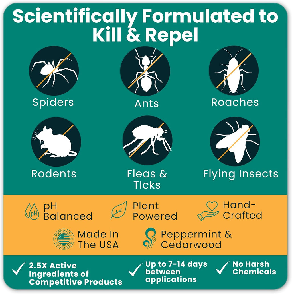 Home Guard - Peppermint Insect & Pest Control Spray - Natural Peppermint Oil Spray For Bugs - Plant-Based Indoor & Outdoor Spider Spray - Safe Around Kids & Pets - Ant Killer - Cockroach Killer - 16oz