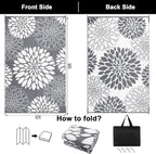 Ileading Reversible Outdoor Rug 6x9Ft Waterproof Patio Rug Carpet Portable Outdoor Plastic Straw Rug Large RV Camping Mat Rug for Patio, Clearance, Deck, Beach, Porch, Camping, Picnic, Flower Grey