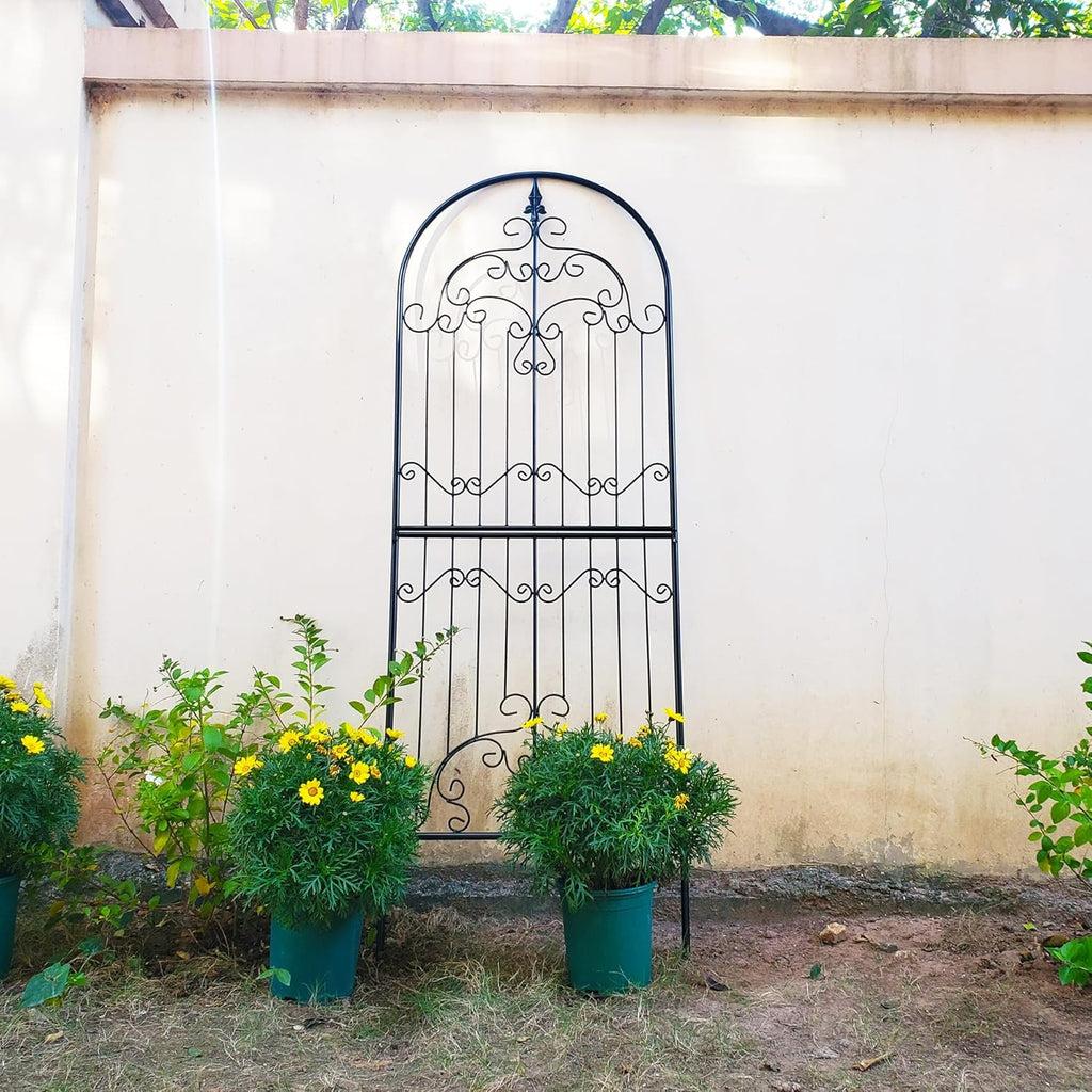 Trellis for Climbing Plants 70.8" H x 25.6" W Metal Wrought Iron Outdoor Wall Panel for Vines Flowers Elegant Accent Decorative Garden Structure