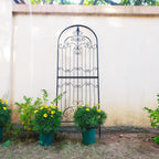 Trellis for Climbing Plants 70.8" H x 25.6" W Metal Wrought Iron Outdoor Wall Panel for Vines Flowers Elegant Accent Decorative Garden Structure