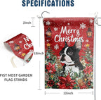 Christmas Boston Terrier Garden Flag Merry Christmas Dog Yard Flag for Outside Xmas Flags 12x18 Double Sided Red Poinsettia Garden Flags Winter Porch Decorations Outdoor