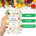 Woods Creek Seeds: Big Red Sweet Pepper Seeds for Planting - Non-GMO and Heirloom Bell Pepper Seeds for Planting Outdoors or Indoors for Home Plant Gardens - Large and Blocky Bell Peppers Seed Pack