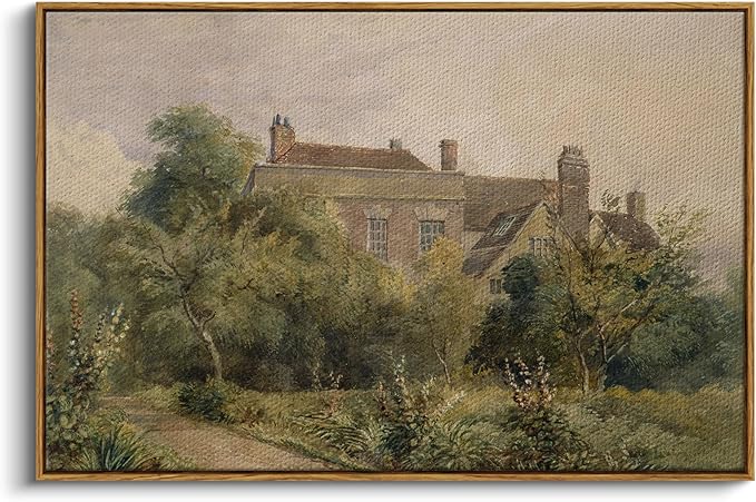InSimSea Framed Canvas Wall Art Vintage Decor, Home Decor Classical Scenery Landscape Cottage Paintings Prints, Large Prints Artwork, Wall Decorations for Living Room Bathroom, 24"x36"