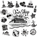 25th Anniversary Cruise Door Magnets Decorations, Black Silver Happy 25th Anniversary Cruise Ship Door Decor Magnetic for Married in 2000 Men Women Wedding Party Refrigerator Fridge Car Kitchen Garage