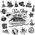 25th Anniversary Cruise Door Magnets Decorations, Black Silver Happy 25th Anniversary Cruise Ship Door Decor Magnetic for Married in 2000 Men Women Wedding Party Refrigerator Fridge Car Kitchen Garage