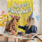 2 Pack Gold Fringe Curtain Backdrop Tinsel Streamers Birthday Party Decorations Photo Booth Backdrop Halloween New Year Graduation Theme Party Decorations