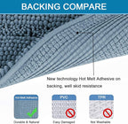 H.VERSAILTEX Bath Rugs for Bathroom Washable Non Slip Extra Thick Chenille Striped Bath Mat Rug Runners 47" x 17" Absorbent Fluffy Soft Shaggy Mats Plush Area Carpet for Bath Room, Tub - Stone Blue