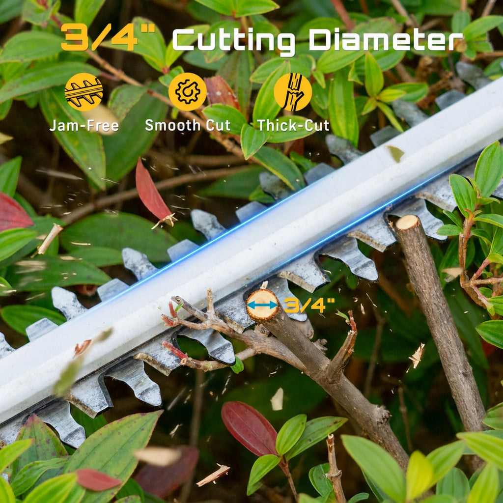 SEESII 20" Hedge Trimmer Cordless with 2× 4.0Ah Battery, Lightweight Design
