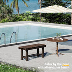 Wood Outdoor Garden Bench, 2-Person Seat 35" Backless Bench, 100% Solid Fir Carbonized Weatherproof Patio Bench,Indoor Bathroom Seat Entryway Shoe Bench for Garden Porch Backyard Pool Balcony (Small)