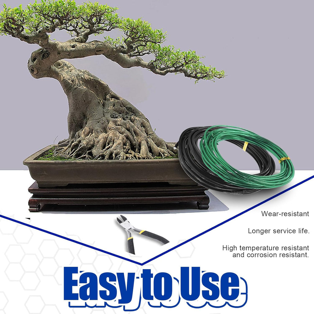 Glarks 5 Rolls Bonsai Wires Kit, 2mm 3mm 0.8mm 1mm 1.5mm Aluminum Bonsai Training Wire Tree Branches with Wire Cutter, 82 Feet Anodized Aluminum Set for Holding Bonsai Branches Small Trunks