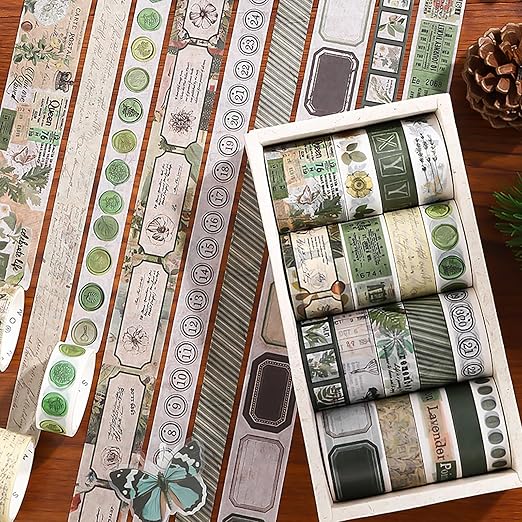 18 Rolls Botanical washi Tape Set for Crafts and Journaling DIY Scrapbooking Supplies Flower washi Tape for Scrapbooking Decorating Tape