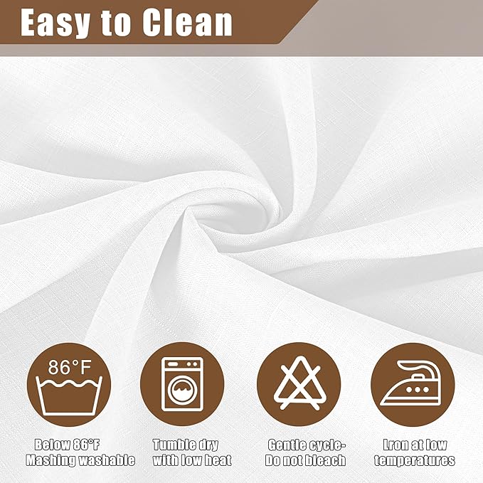 Fitable Faux Linen Round Tablecloths 60 Inches - 2 Pack Textured Table Clothes Faux Burlap Table Covers for Kitchen, Dining Room, Party, Farmhouse, Outdoor (Great for 20"-48" Round Tables, White)