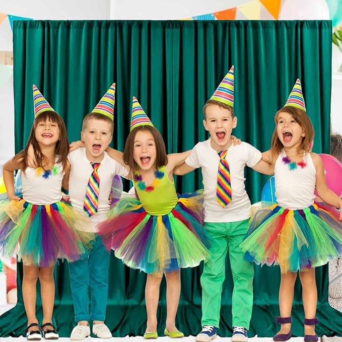 2 Panels Deep Green Backdrop Curtain, 10 x 7 Feet Background Curtains for Parties, Weddings, Baby Showers, Bachelorette Halloween, Christmas Birthday Party Photoshoot Backdrop Curtains Decorations
