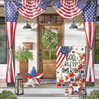 AVOIN colorlife 4th of July Patriotic Memorial Day Garden Flag 12x18 Inch Double Sided Outside, American Stars and Stripes God Bless America Floral Yard Outdoor Decoration