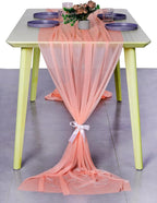 MDS Halloween Chiffon Table Runner - 20 Pack, 29 x 170 Inches, 14ft Each - Sheer Spooky Table Runners for Haunted House Parties, Trick-or-Treat Tables, Witchy Décor, Wedding & Events - Peach