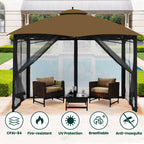 OLILAWN Gazebo Universal Replacement Mosquito Netting, 10' x 10' Outdoor Canopy Net Screen 4-Panel Sidewall Curtain, with Zippers, Easy to Install, Fit for Most Gazebo 10x10 Canopy, Black