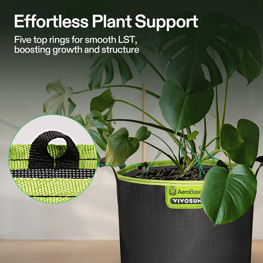 VIVOSUN 3-Pack 3-Gallon AeroBase Grow Bags, Durable Mesh Fabric Plant Container with Breathable Base and Sturdy Handles, Black