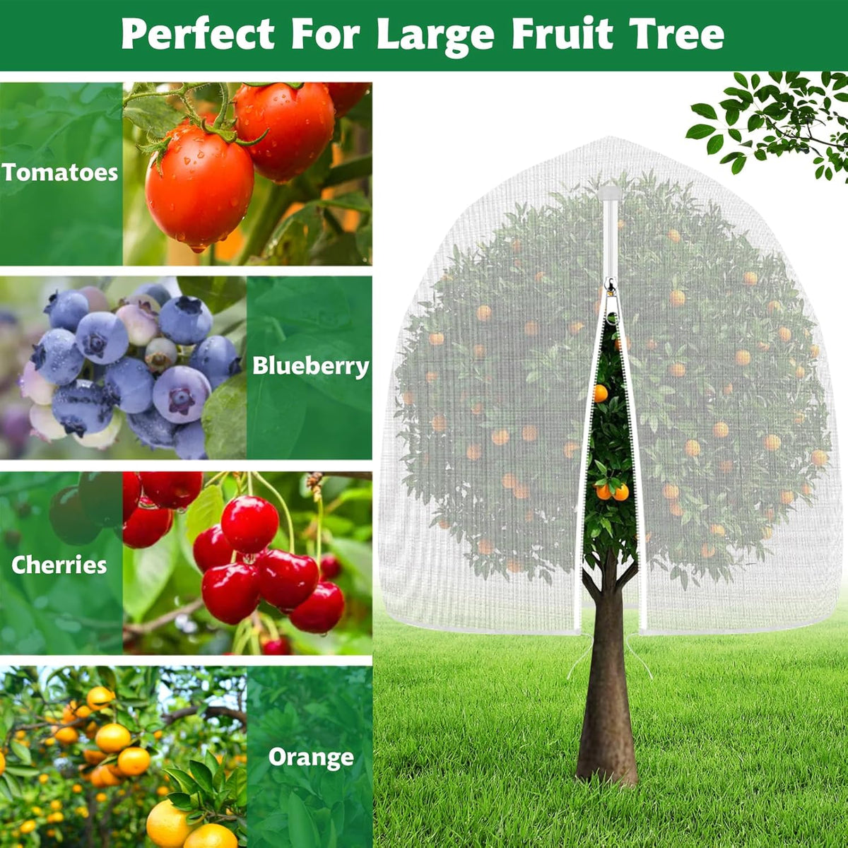 OZMI Bird Netting for Garden Blueberry Bushes Fruit Tree Netting Cover 4 x 4 FT, 2 Pack Plant Protection Mesh Bags with Zipper, Shrubs Bush Tomato Strawberry Berry Barrier Protectors Net