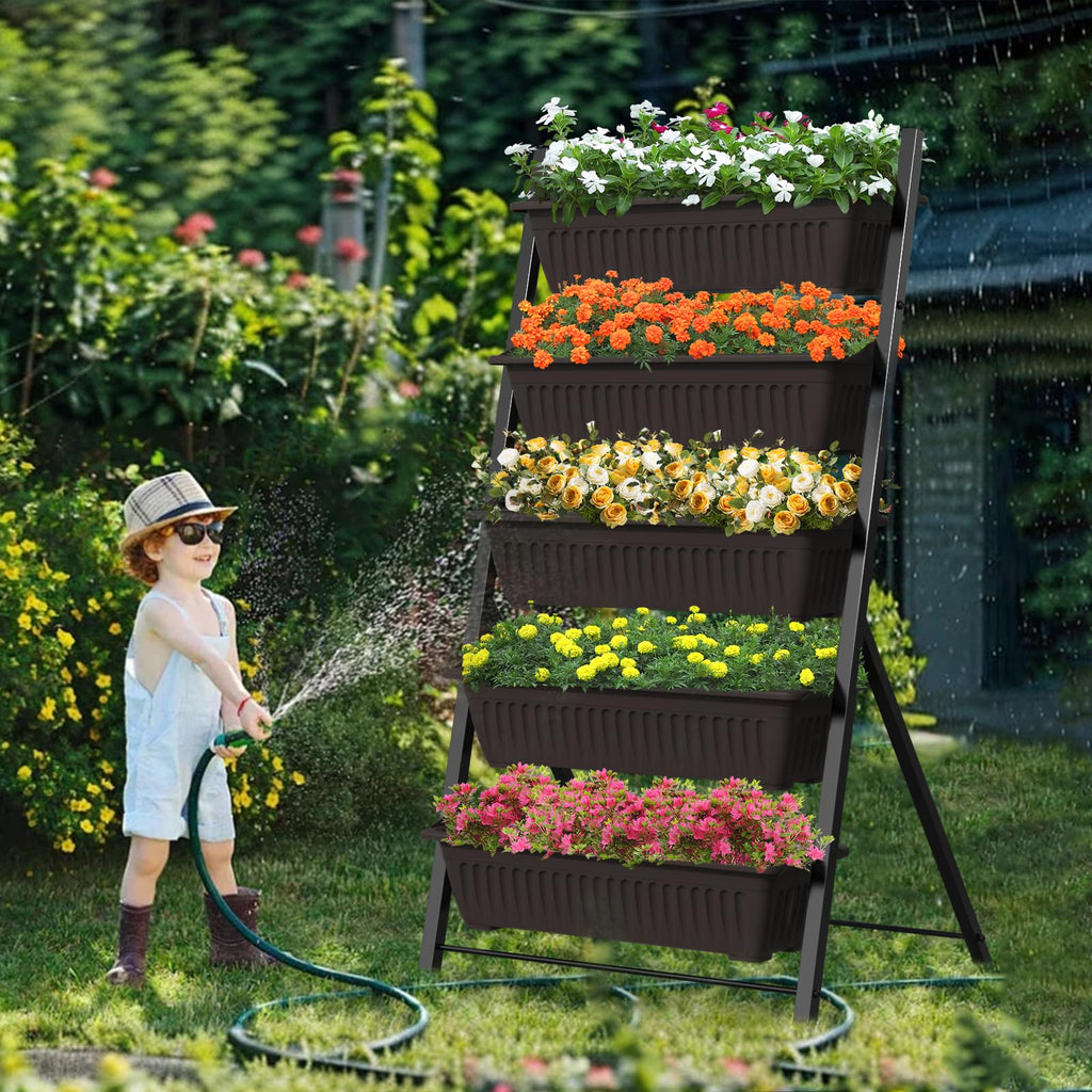 TOREVSIOR 5-Tier Vertical Raised Garden Bed, Elevated Herb Planter Box