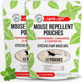 Mighty Mint Mouse Repellent Pouches – Peppermint, Castor Oil & Cinnamon Formula – Natural Indoor Deterrent for Mice and Rodents – Plant-Based, Long-Lasting Protection – 12 Count (Pack of 2)