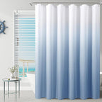Blue Grey Shower Curtains for Bathroom, Ombre Textured Fabric Shower Curtain Set, Hotel Spa Luxury with 12 Hooks, Machine Washable, Decorative Bathroom Curtain Blue Grey 72 x 72