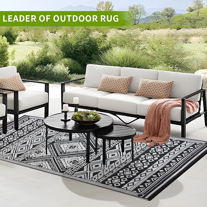 Outdoor Rug 5x8 ft Waterproof, Reversible Outdoor Plastic Straw Rug for Patios Clearance, Outdoor Area Rug Carpet RV Mat for Camping Backyard Deck Porch