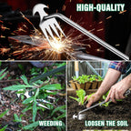 Weed Removal Tool, 2025 New Garden Weeding Tools Manganese Steel Hand Weeder Tool with Handle, 4 Teethes Dual Purpose Manual Weeders Tool Weed Pulling Tool for Garden19.6inch