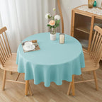 Biscaynebay Round Tablecloth 60 Inch-Auqa Blue Outdoor Fabric Table Cover-Small Circle Folding Table Cloths Linen Water Resistant for Kitchen Dining Picnic Patio Outdoor Party Restaurant Tables