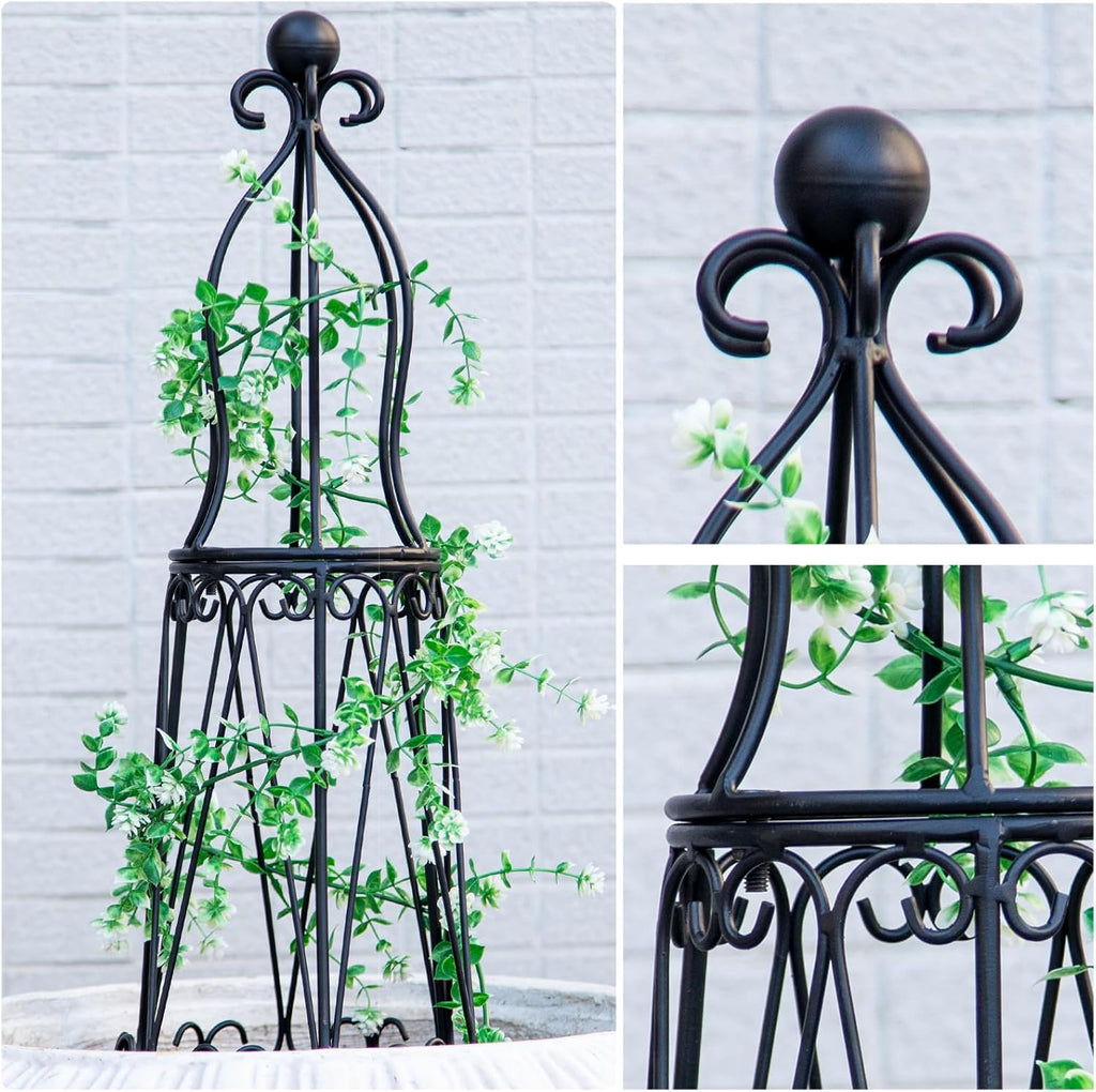 Indoor Plant Trellis for Potted Plants - Plant Support & Garden Decor Obelisk for Climbing Pothos, Indoor/Outdoor Metal Trellis, 29.5" Height
