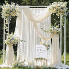 MDS Halloween Chiffon Draping Fabric - 1 Panel, 30" Wide x 50ft Long - Sheer Spooky Arbor & Canopy Drapery for Haunted House Backdrops, Party Ceilings, DIY Costumes & Themed Events - Ivory