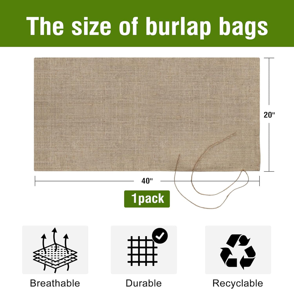Agfabric Burlap Sack 1pack 20"×40" Burlap Storage Bag with Strings, Reusable Potato Storage Bag for Food Storage Plant Gardening Planting, Food Grade, 1piece