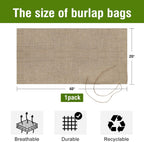 Agfabric Burlap Sack 1pack 20"×40" Burlap Storage Bag with Strings, Reusable Potato Storage Bag for Food Storage Plant Gardening Planting, Food Grade, 1piece
