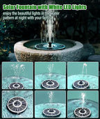SZMP Solar Fountain Upgraded 100% Glass Panel, 3.5W Floating Solar Powered Water Pump Built-in 2000 Battery with 7 Nozzle & 4 Fixer, Solar Bird Bath Fountains for Garden, Pond, Outdoor