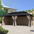 Covered Outdoor Gazebo Curtain Replacement Universal 6-Panel Sidewalls 12' x 24', Outdoor Gazebo Privacy Curtains with Zipper, Replacement for Outdoor, Patio Canopy, Garden and Backyard (Curtain Only)