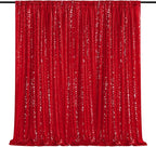 8ft x 8ft Red Sequin Backdrop Party Backdrop Curtain for Wedding Birthday Event Ceremony Wall Decorations
