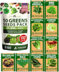 HOME GROWN 11,500+ Heirloom Lettuce Seeds - 10 Varieties Including Romaine, Buttercrunch, Iceberg, Kale & Spinach - Non-GMO USA Seeds for Planting Indoor, Outdoor & Hydroponic Gardens