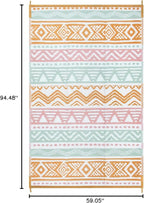 Lahome Outdoor Rug Waterproof, 5x8ft Reversible Outdoor Plastic Straw Rug for Camping Patio, RV Outdoor Rugs Outside, Outdoor Carpet for Porch Deck Backyard Balcony Picnic(Pink/Orange,5'x 8')
