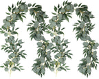 RECUTMS 2Pack Artificial Eucalyptus Garland with Willow Leaves 6Feet Fake Hanging Plant Silk Eucalyptus Willow Leaves Ivy Garland Faux Greenery for Indoor Outdoor Wedding Party Home Table Arch Decor
