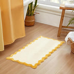 MONDAY MOOSE Bath Mat with Scalloped Wavy Ripple Design, Microfiber Absorbent Non Slip Tufted Rug for Floor, Shower or Kitchen (24x47 inch, Yellow)