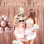 GOER 3.2 ft x 8.2 ft Metallic Tinsel Foil Fringe Curtains Party Photo Backdrop Party Streamers for Birthday,Graduation,New Year Eve Decorations Wedding Decor (3 Pcs,Matte Rose Gold,Thick Material)