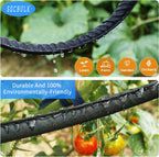 Secbulk 2026 Flat Soaker Hose 200 ft with Stakes for Garden, 50ft x 4 Linkable Drip Hose Diy Garden Irrigation System Saving 80% Water, Dual-layer Leak-free Design Water Hose with Holes