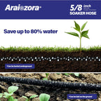 Araiozora Soaker Hose 100FT 5/8 Inch, Heavy Duty Leakproof Drip Irrigation Hose for Deep Watering Large Flower Beds, Estates & Landscaping
