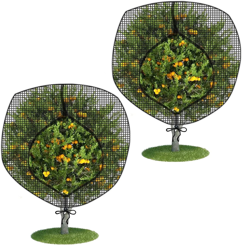 Fruit Tree Netting Covers with Zipper to Protect from Squirrels and Birds Large Netting for Fruit Trees Net Protection, Black, 8' x 8', 2 Pack