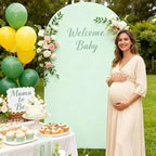 7.2FT Sage Green Arch Cover - Polyester Fitted Wedding Arch Stand Covers Round Top Chiara Arch Backdrop Cover for Birthday Party Banquet Photo Background Decoration